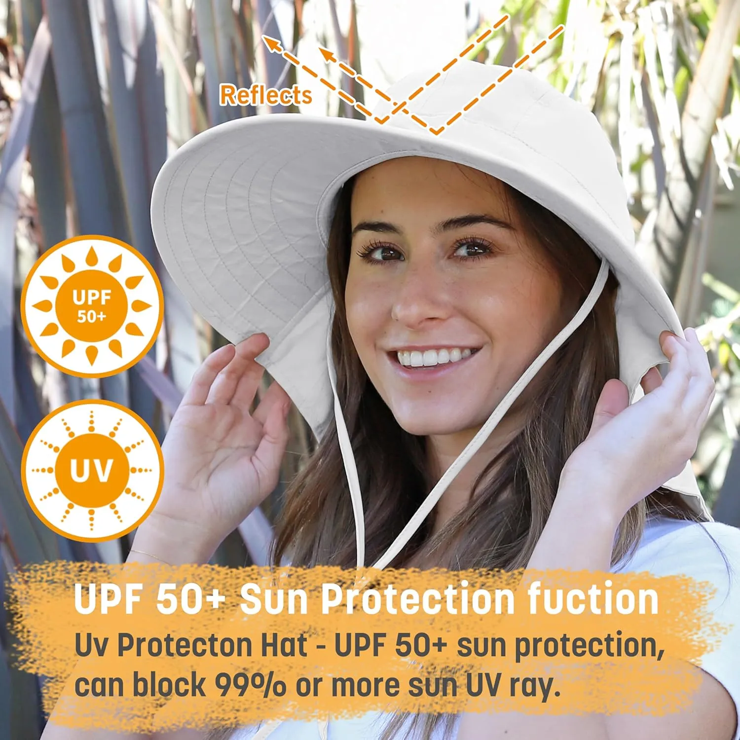 Solaris UPF 50  Wide Brim Sun Hat for Women - Small Size Packable Lightweight, Floral Scarf Cooling Hat with Neck Flap for Beach, Gardening, Travel, Hiking & Outdoor Activities