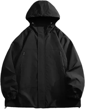 Spring Fashion Hooded Jacket Men's Casual Solid Color Loose Warm Jacket