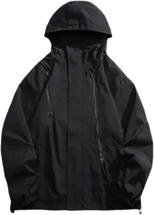 Spring Fashion Hooded Jacket Men's Casual Solid Color Loose Warm Jacket