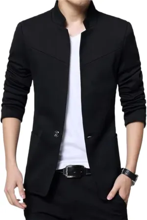 Spring/Autumn black1 Collar Blazer Coat Men Slim Fit Jacket Men's Suit