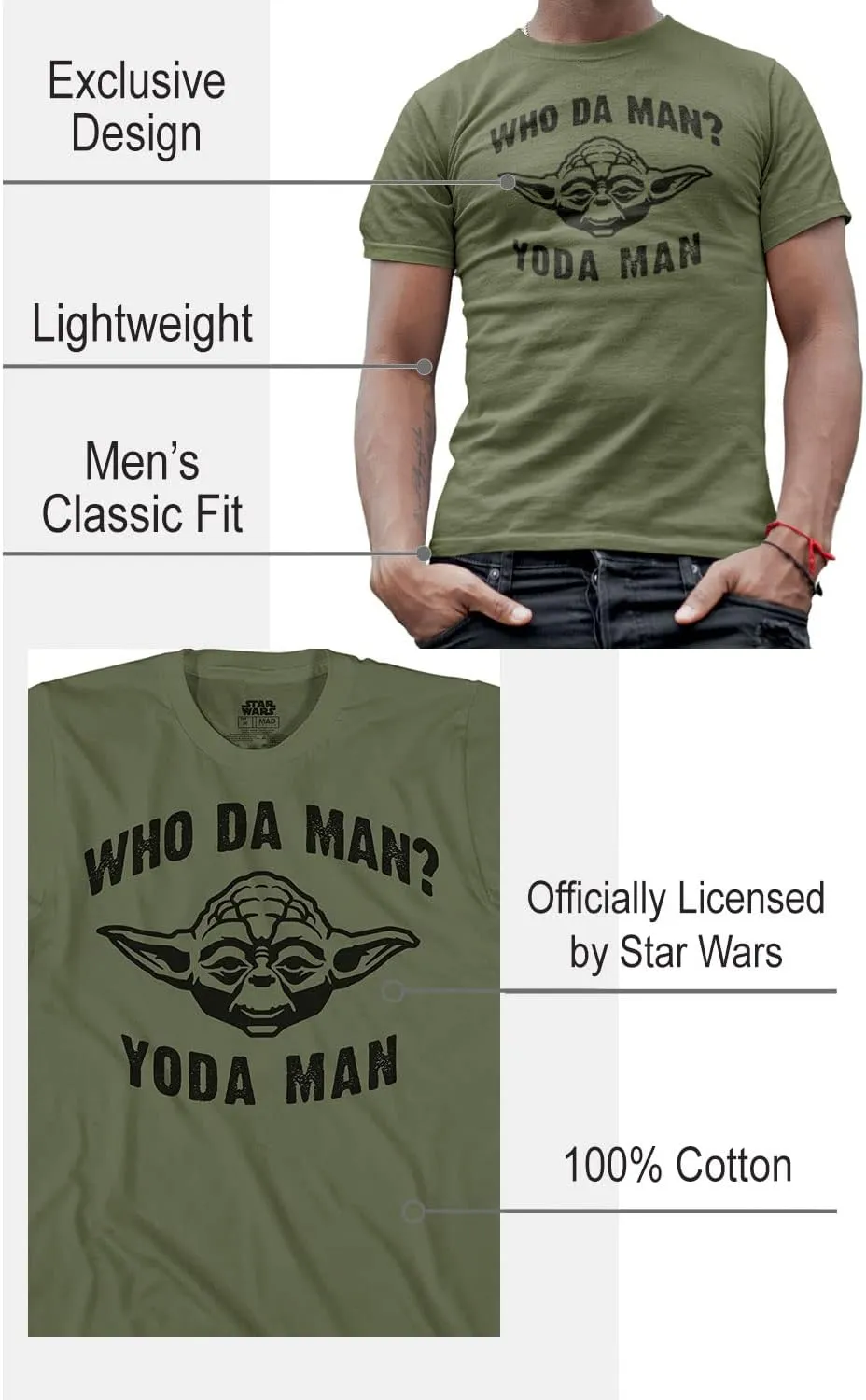 STAR WARS Yoda Darth Vader Darth Maul Boba Fett Adult Men's T-Shirts