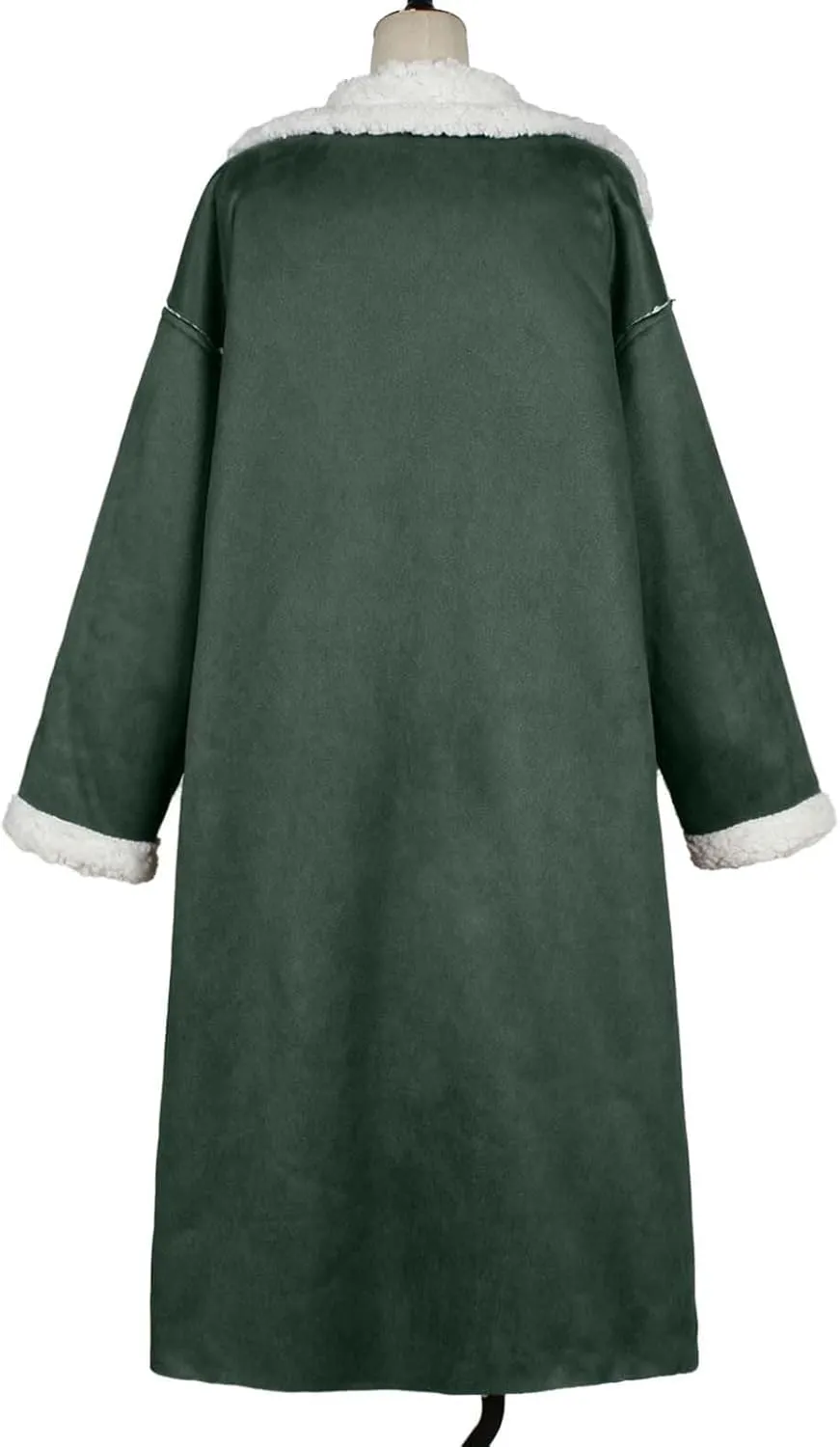 Suede Overcoats Sherpa Lined Womens Winter Coats Trendy Notched Lapel Long Fleece Jacket Warm Slim Fit Furry Outerwear