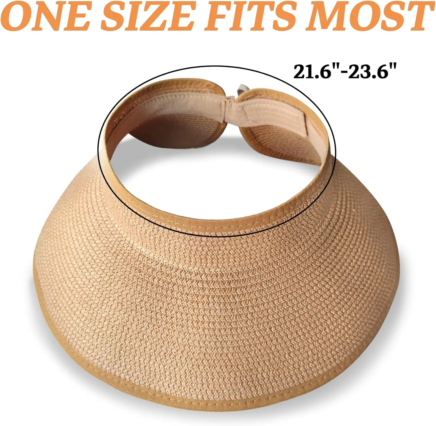 Sun Visor Hats for Women Straw Wide Brim Roll Up Foldable Beach Hat Summer UV Protection Ponytail Hat