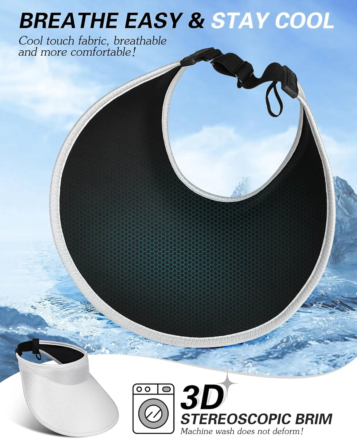 Sun Visor Hats for Women,UPF50  Wide Brim Sun Hats Adjustable Foldable Beach Hats for Daily Travel