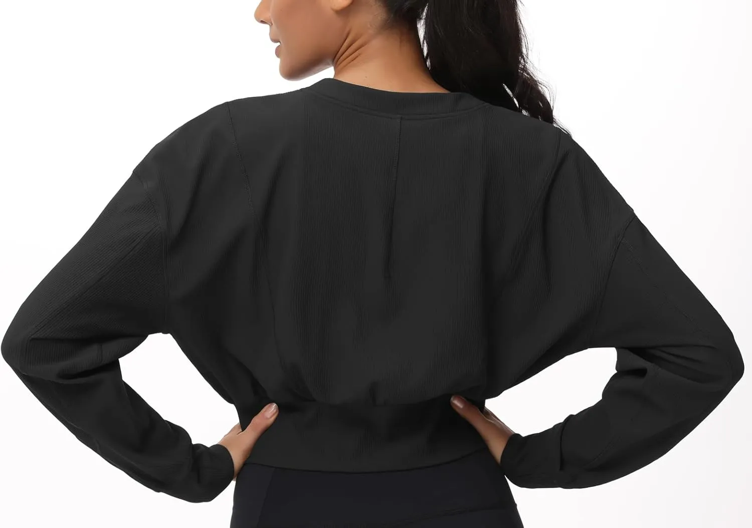 THE GYM PEOPLE Women's Cropped Jackets Full Zip Long Sleeve Ribbed Workout Sweatshirts Lightweight Casual Tops