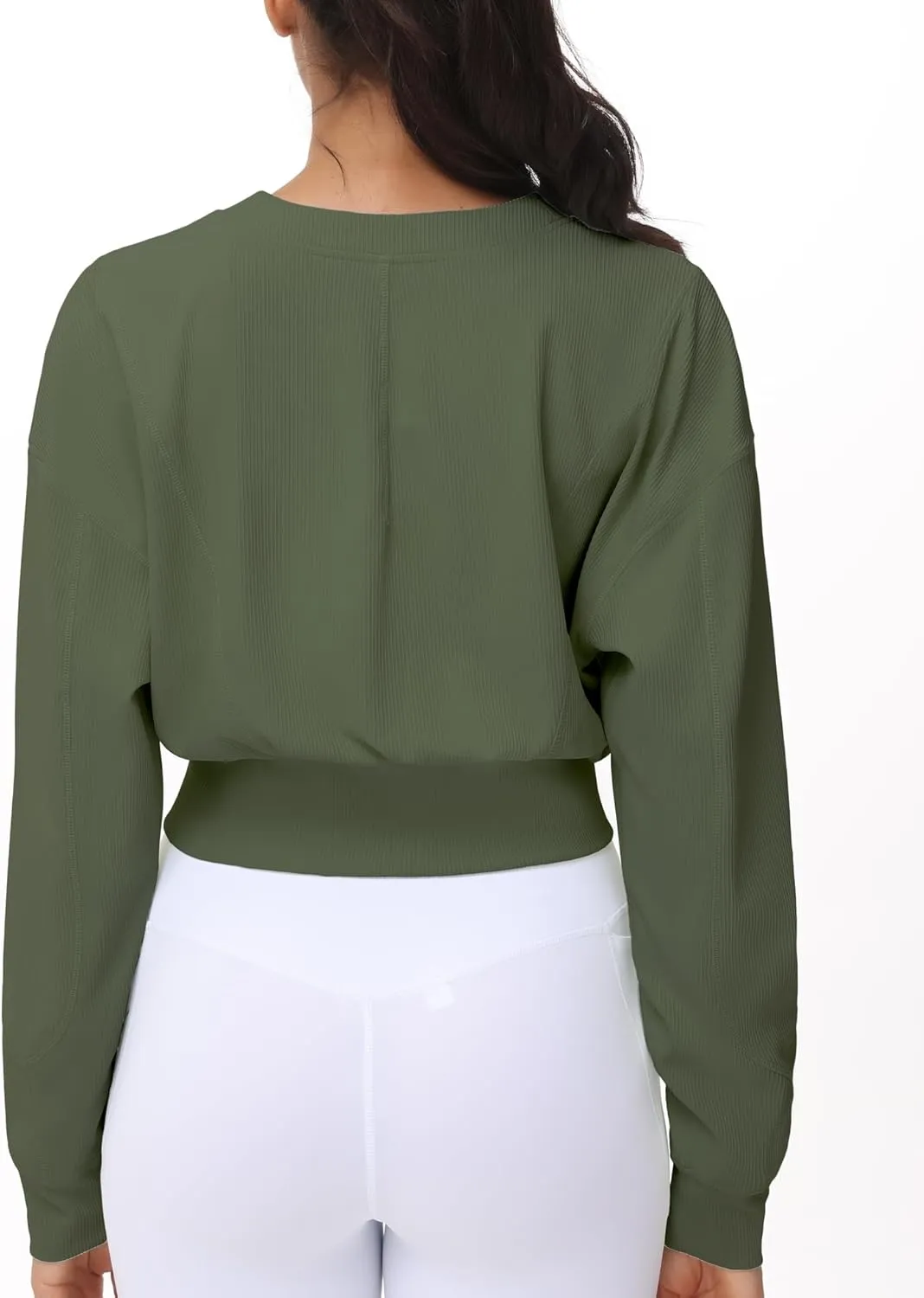 THE GYM PEOPLE Women's Cropped Jackets Full Zip Long Sleeve Ribbed Workout Sweatshirts Lightweight Casual Tops