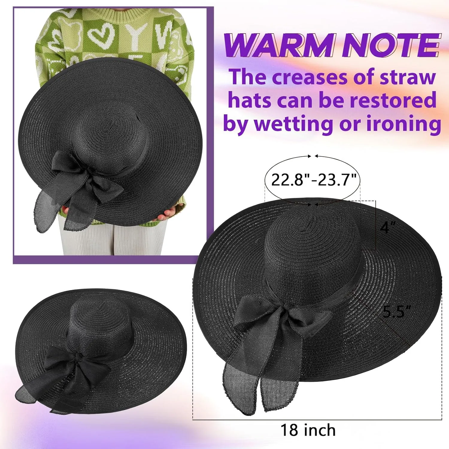 Tigeen 12 PCS Women's Wide Brim Straw Hats Floppy Sun Hat Foldable Multicolor Summer Beach Sun Cap UPF 50 