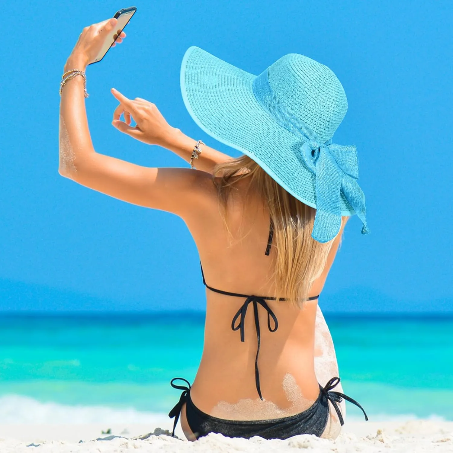 Tigeen 12 PCS Women's Wide Brim Straw Hats Floppy Sun Hat Foldable Multicolor Summer Beach Sun Cap UPF 50 