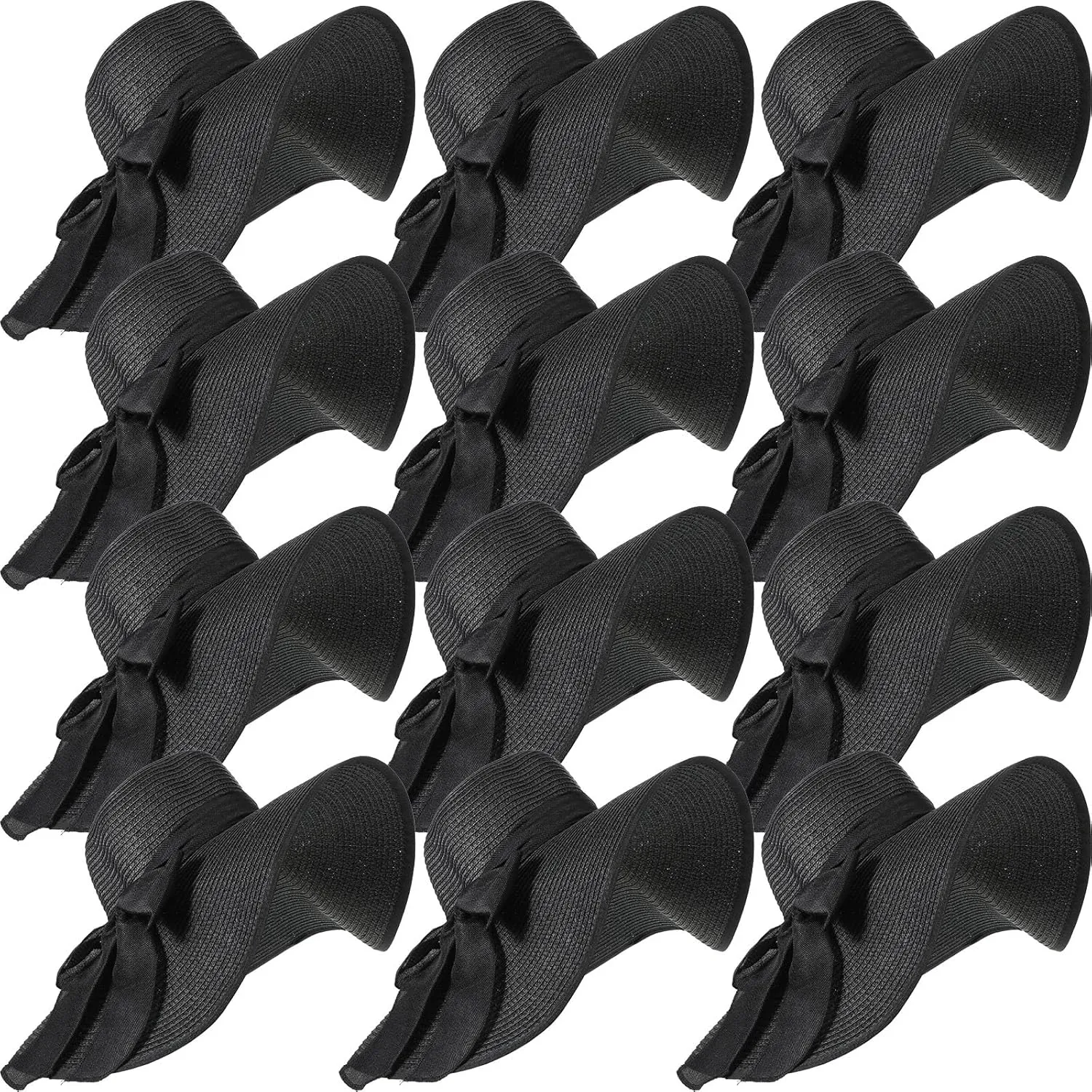 Tigeen 12 PCS Women's Wide Brim Straw Hats Floppy Sun Hat Foldable Multicolor Summer Beach Sun Cap UPF 50 