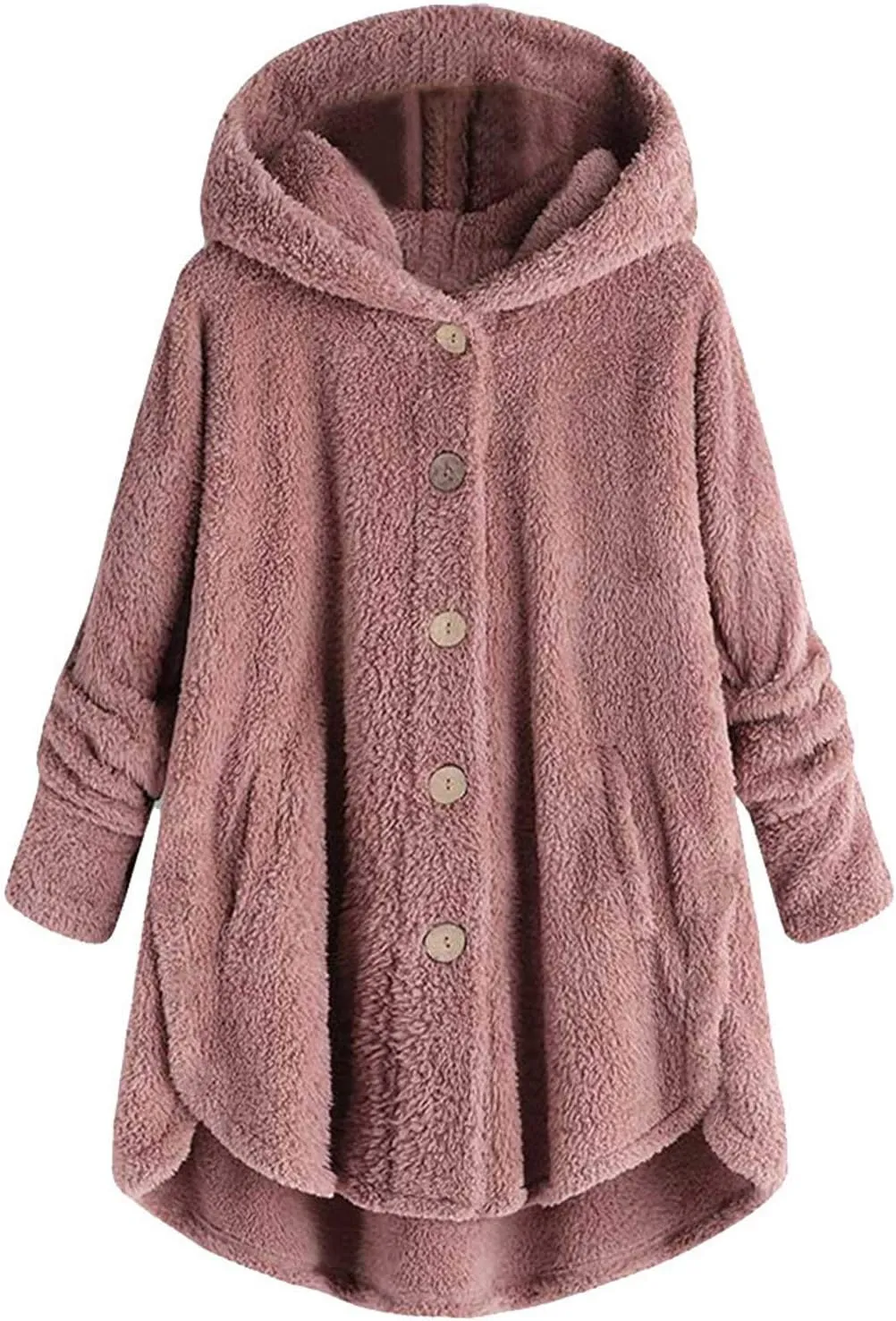 Tops Cardigan Women Plus Jacket Coat Wool Size Hooded Winter Plush Button Loose Women's Coat Drape Front