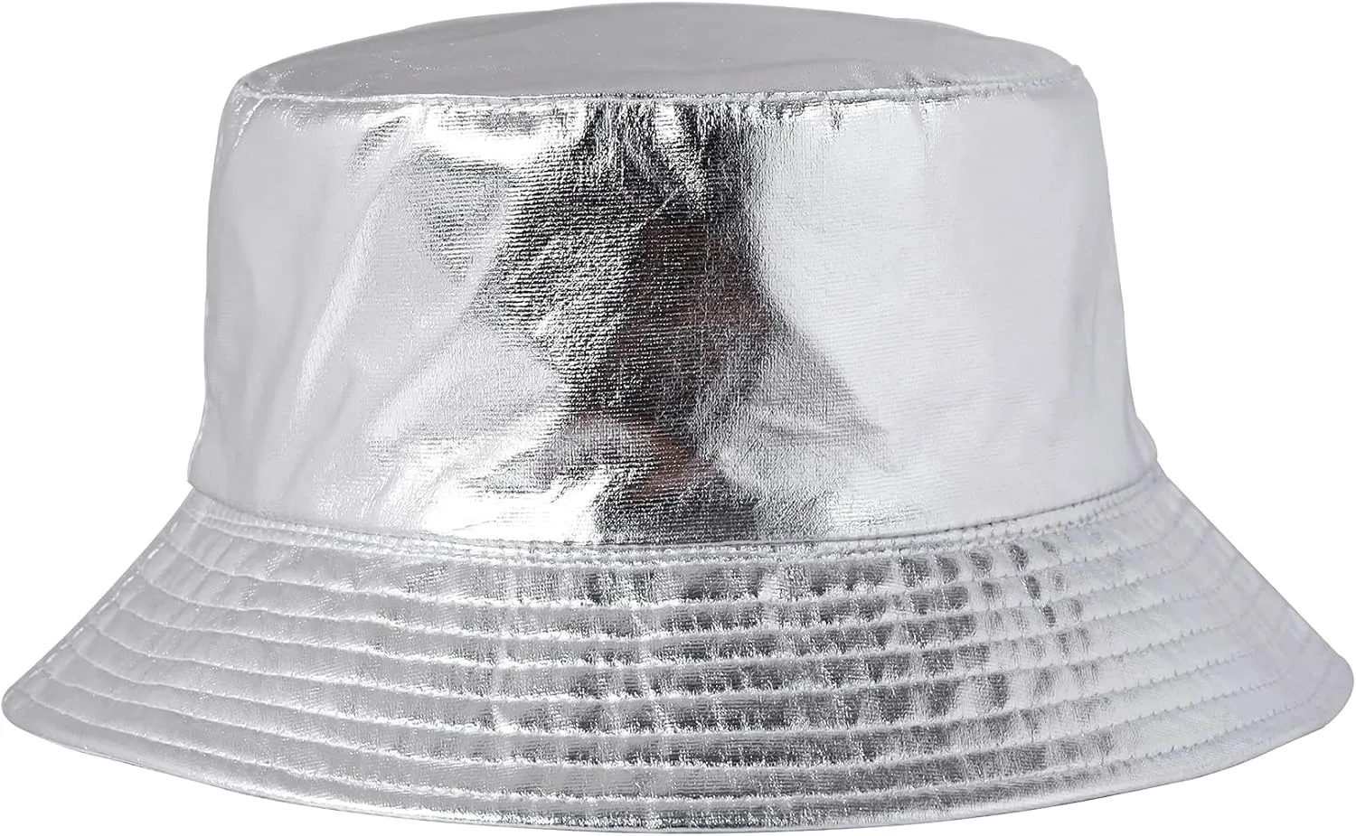 Unisex Metallic Bucket Hat Waterproof Holographic Bucket Hat Fishing Hat Trendy Hip Pop Sun Cap