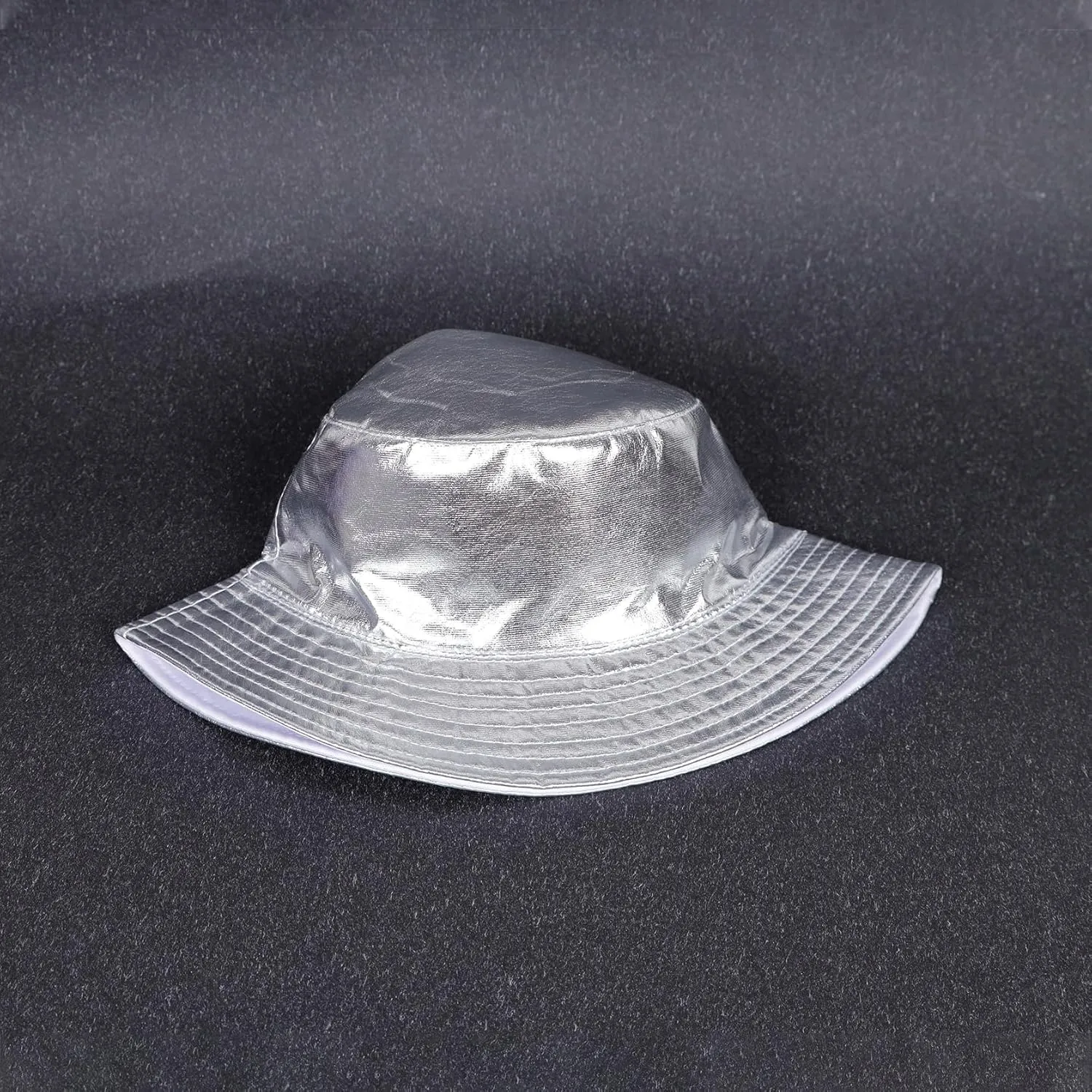 Unisex Metallic Bucket Hat Waterproof Holographic Bucket Hat Fishing Hat Trendy Hip Pop Sun Cap
