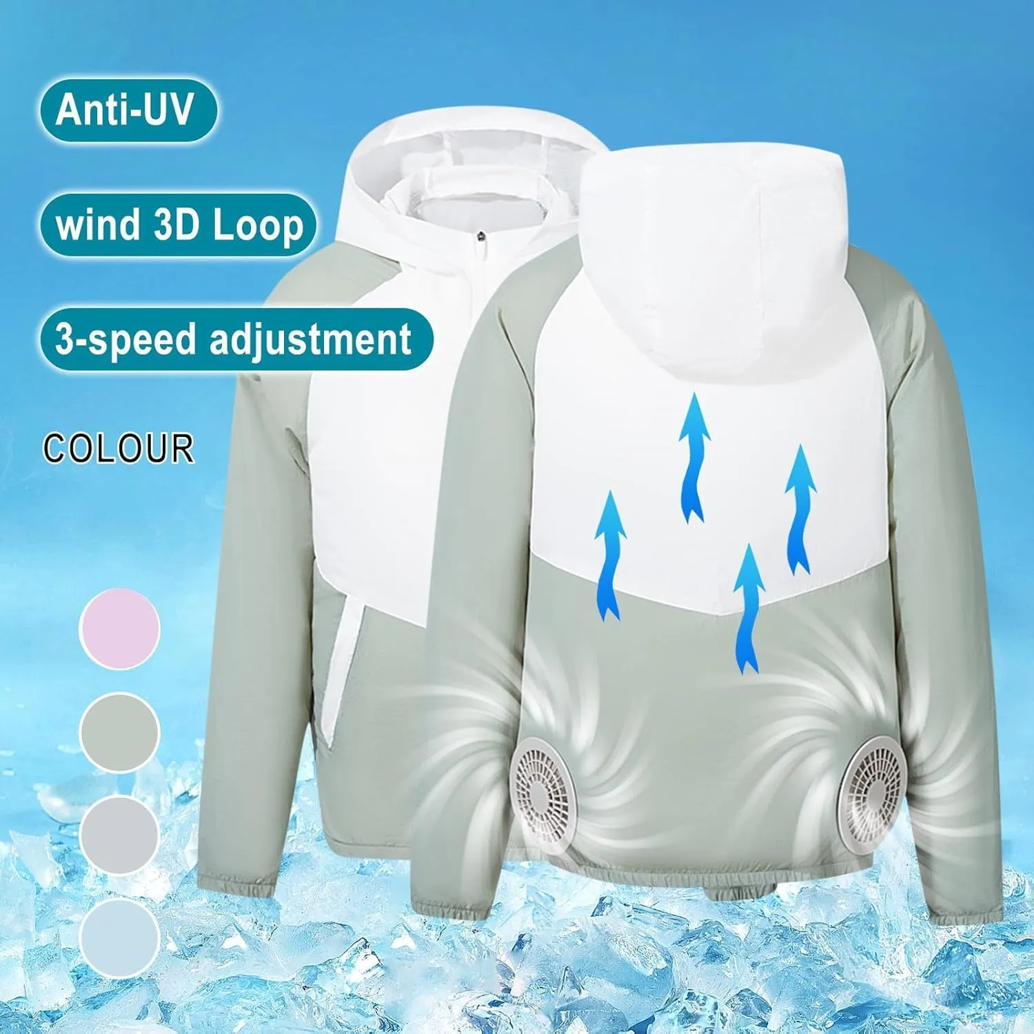 Unisex Summer Cooling Fan Jacket USB Sun Protective Quick Dry Hiking Jackets Men Women Air Conditioning Fishing Coat