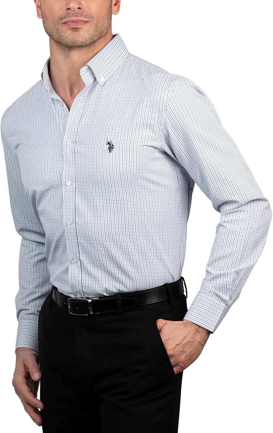 U.S. Polo Assn. Slim Fit Long Sleeve Button Down Dress Shirts for Men Wrinkle Free Long Sleeve Shirt Mens Formal Stretch