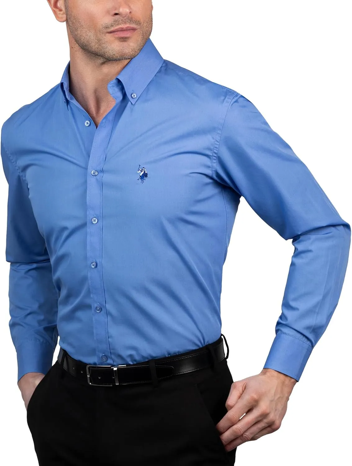 U.S. Polo Assn. Slim Fit Long Sleeve Button Down Dress Shirts for Men Wrinkle Free Long Sleeve Shirt Mens Formal Stretch