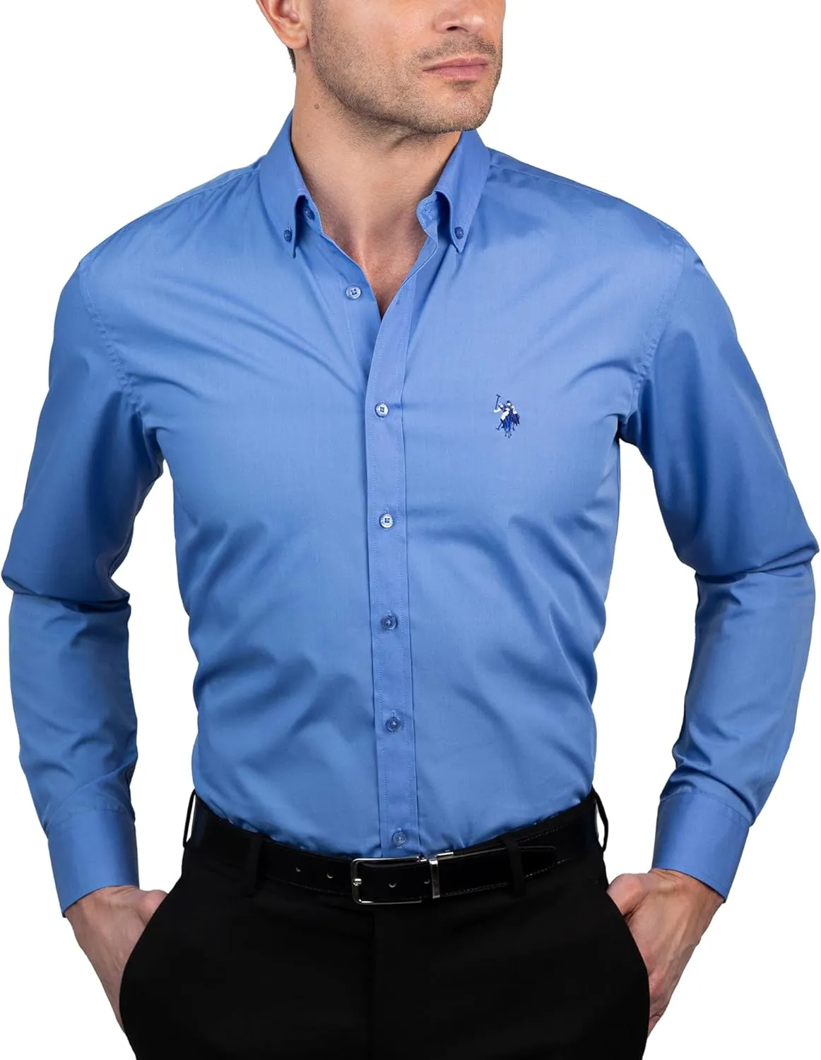 U.S. Polo Assn. Slim Fit Long Sleeve Button Down Dress Shirts for Men Wrinkle Free Long Sleeve Shirt Mens Formal Stretch