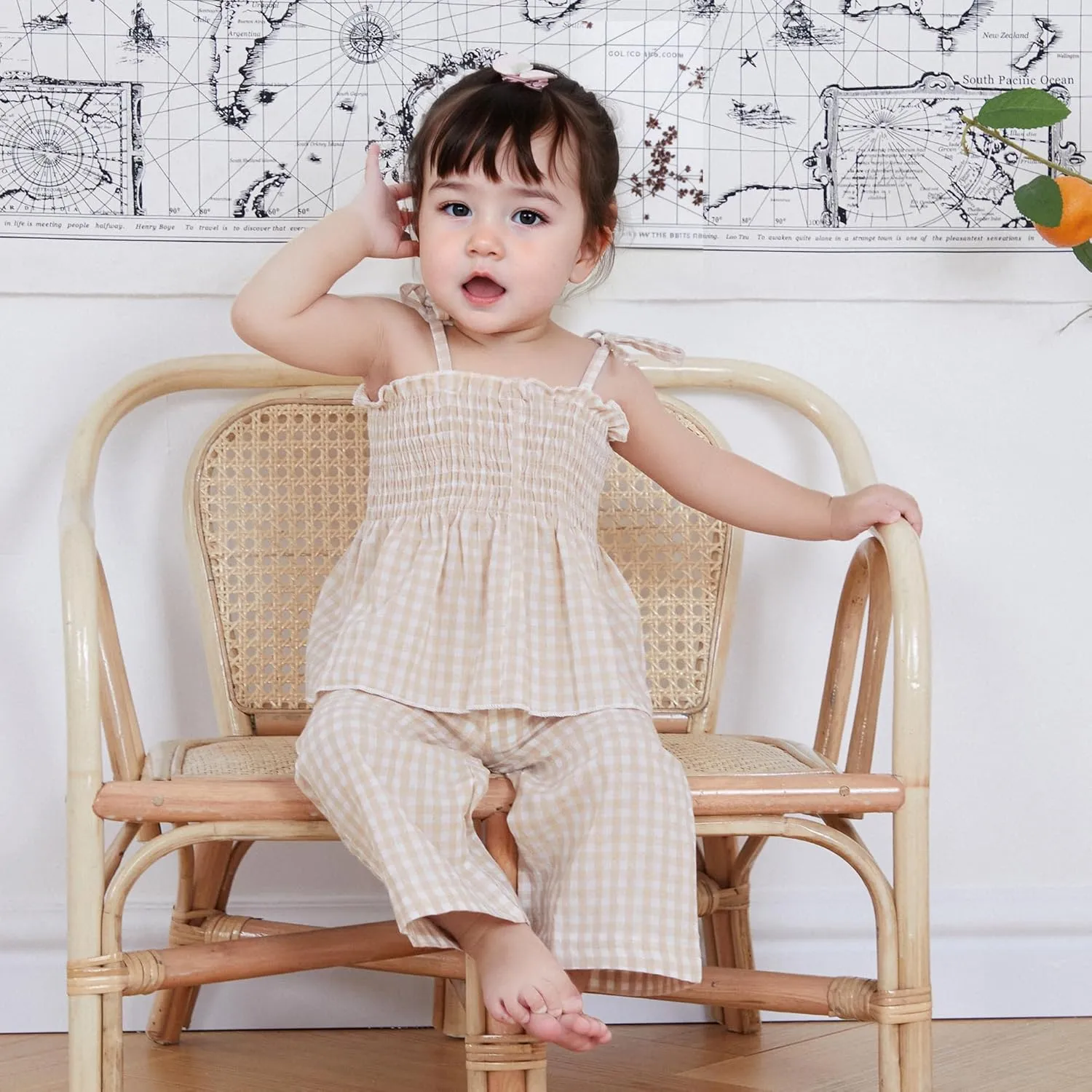 VISGOGO Infant Baby Toddler Girls Clothes Solid Color Sleeveless Camisole Linen Pants Set Baby Summer Outfits