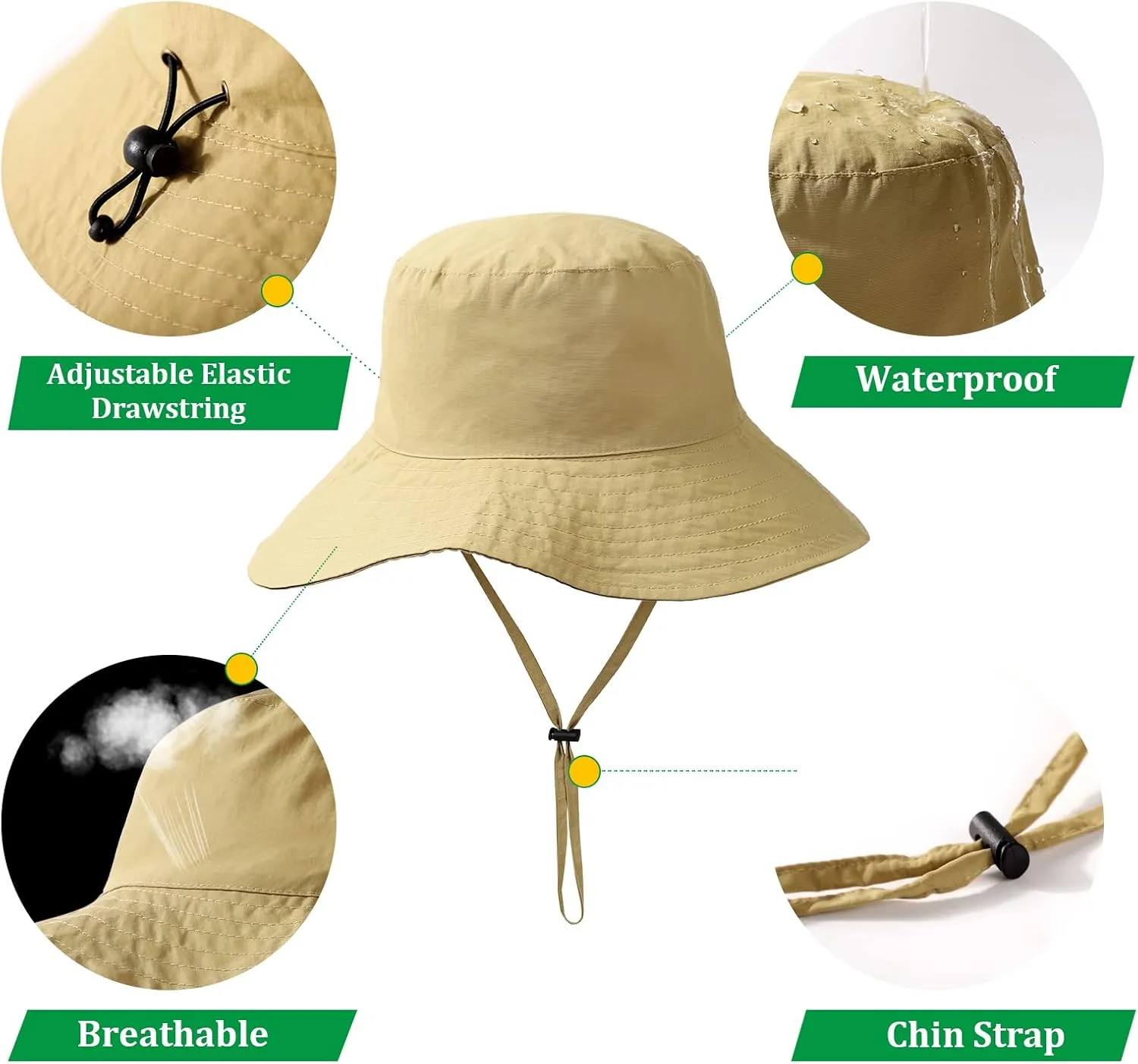 Waterproof Bucket Rain Hat for Men Women Wide Brim Sun Protection Packable Boonie Hat Outdoor Beach Safari Fishing Hat