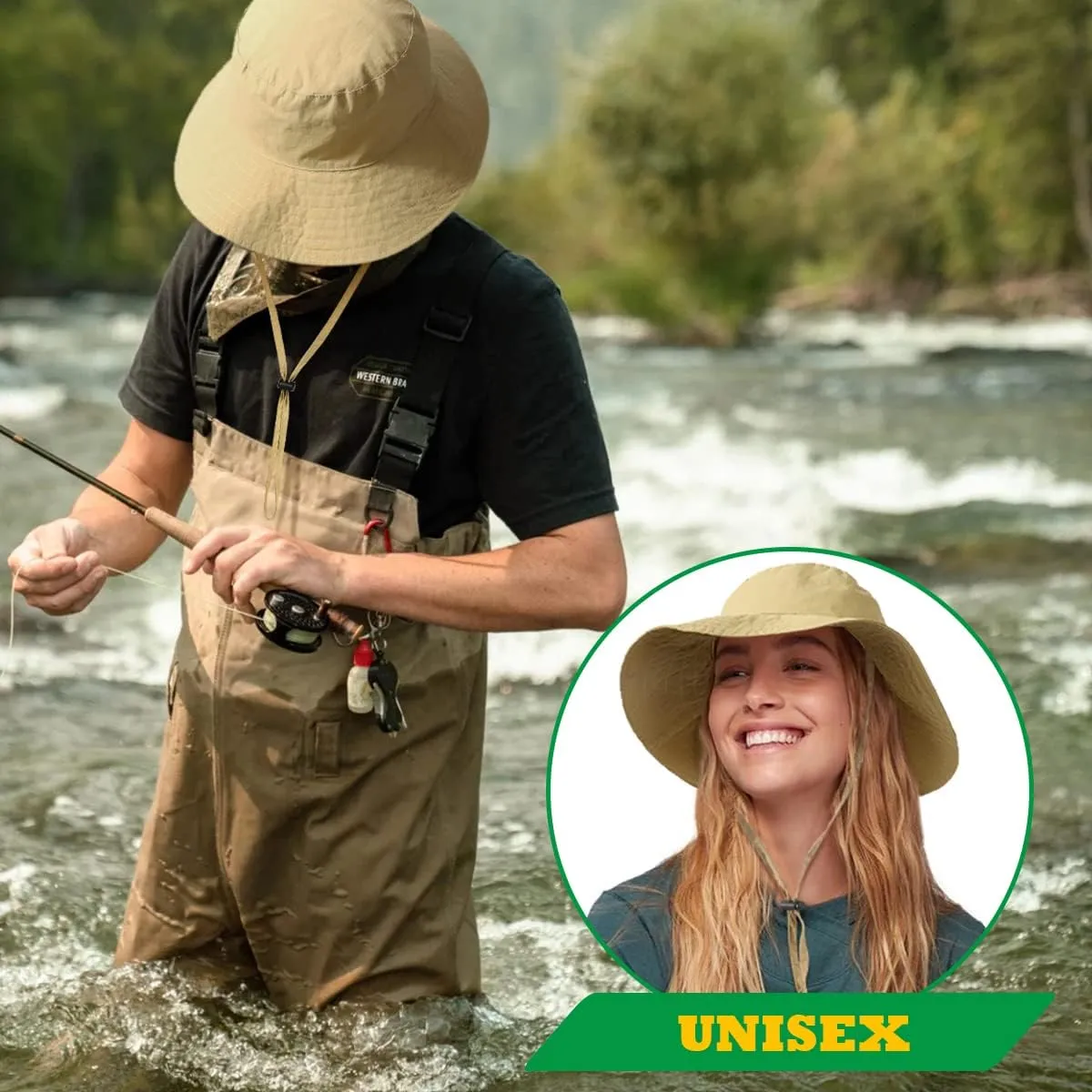 Waterproof Bucket Rain Hat for Men Women Wide Brim Sun Protection Packable Boonie Hat Outdoor Beach Safari Fishing Hat