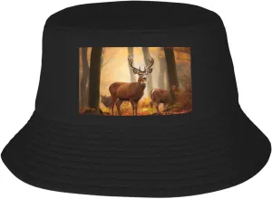 White Tail Deer Sun Hats for Women Men Fishing Hat UPF 50  Wide Brim Bucket Hat Foldable Beach Hats