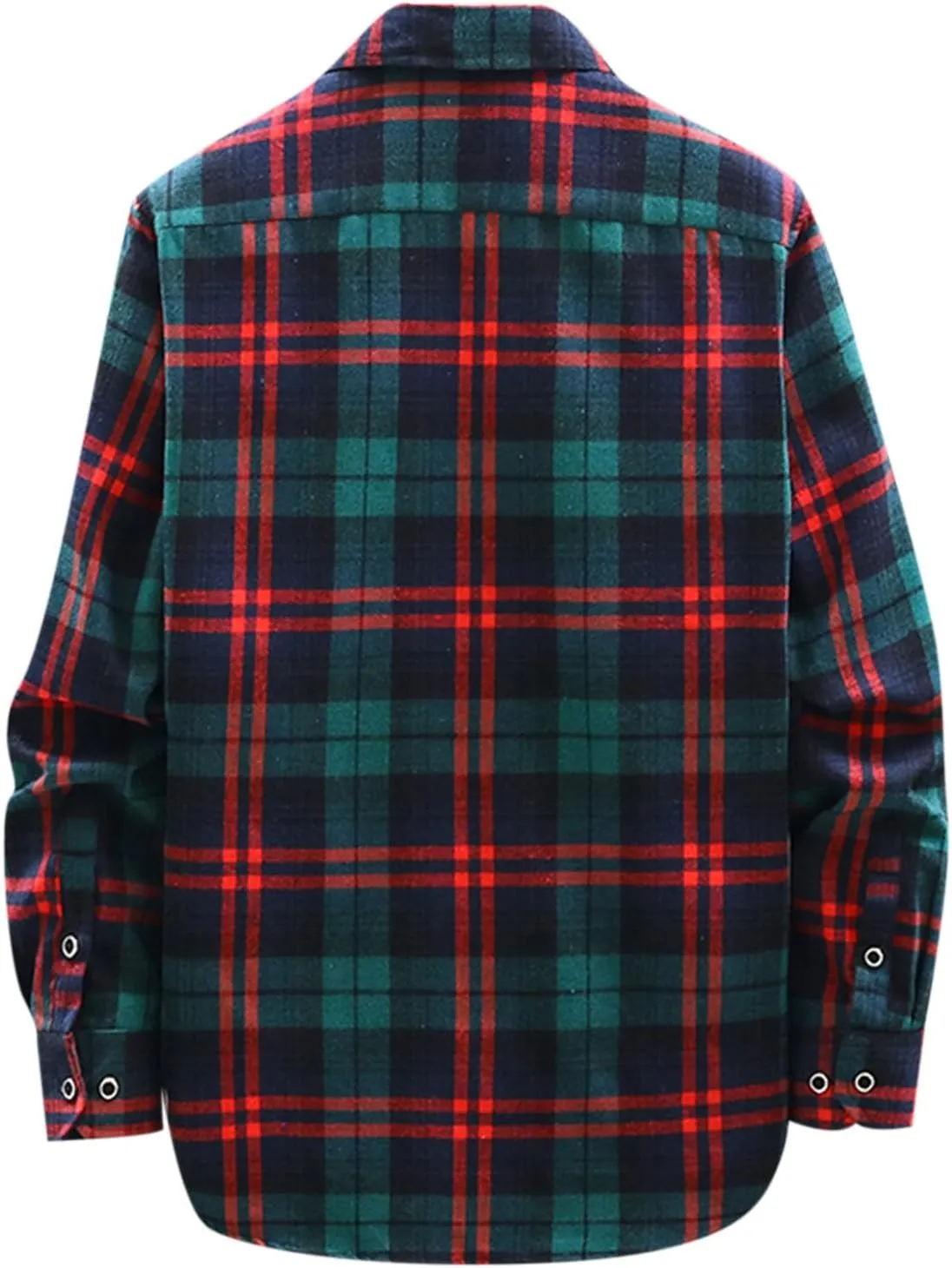 Winter Coat Men Plaid Square Printing Lightweight Breathable Long Sleeve Lapel Formal Shirt Shirt Plaid Cotton