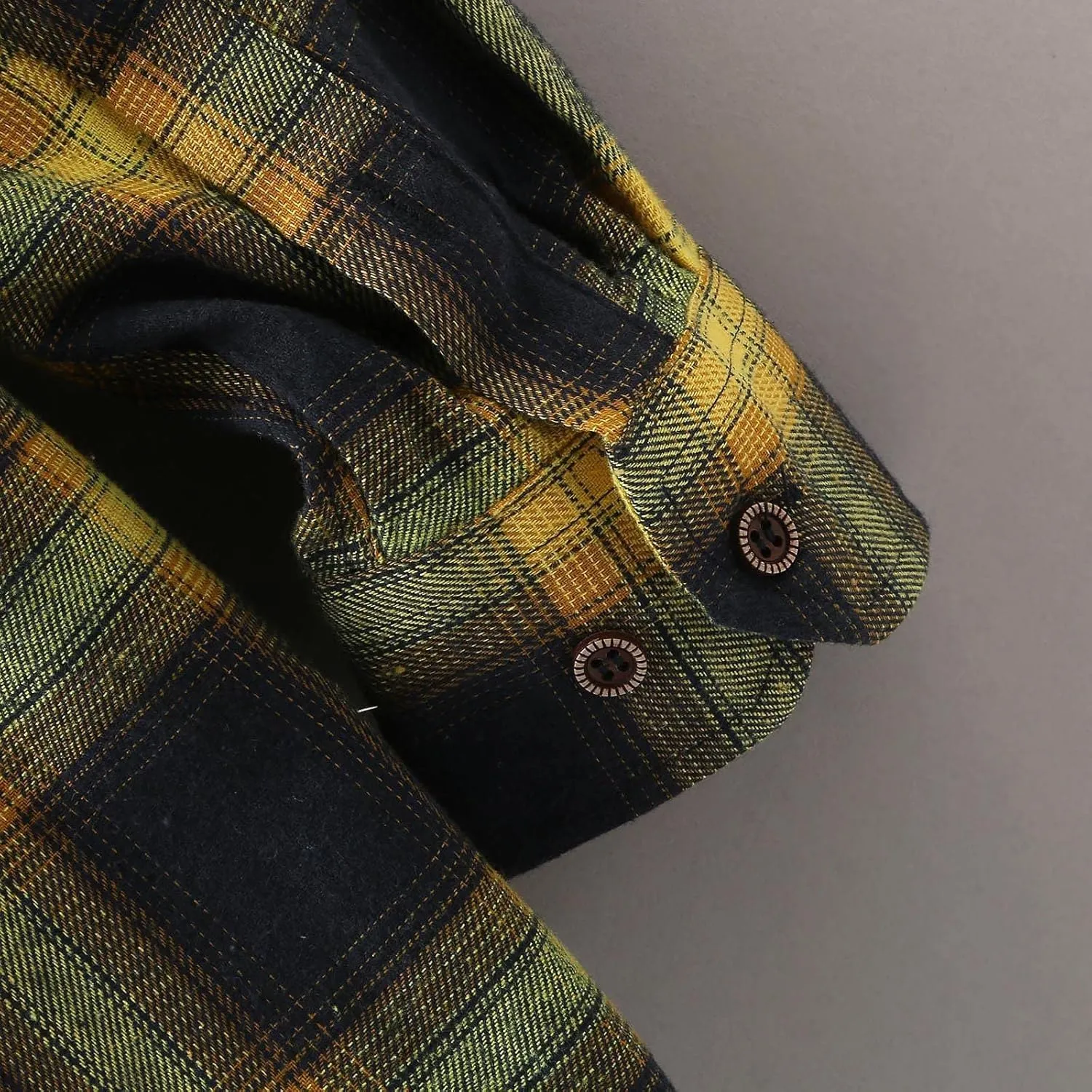 Winter Coat Men Plaid Square Printing Lightweight Breathable Long Sleeve Lapel Formal Shirt Shirt Plaid Cotton