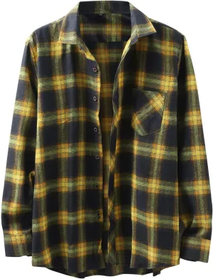 Winter Coat Men Plaid Square Printing Lightweight Breathable Long Sleeve Lapel Formal Shirt Shirt Plaid Cotton
