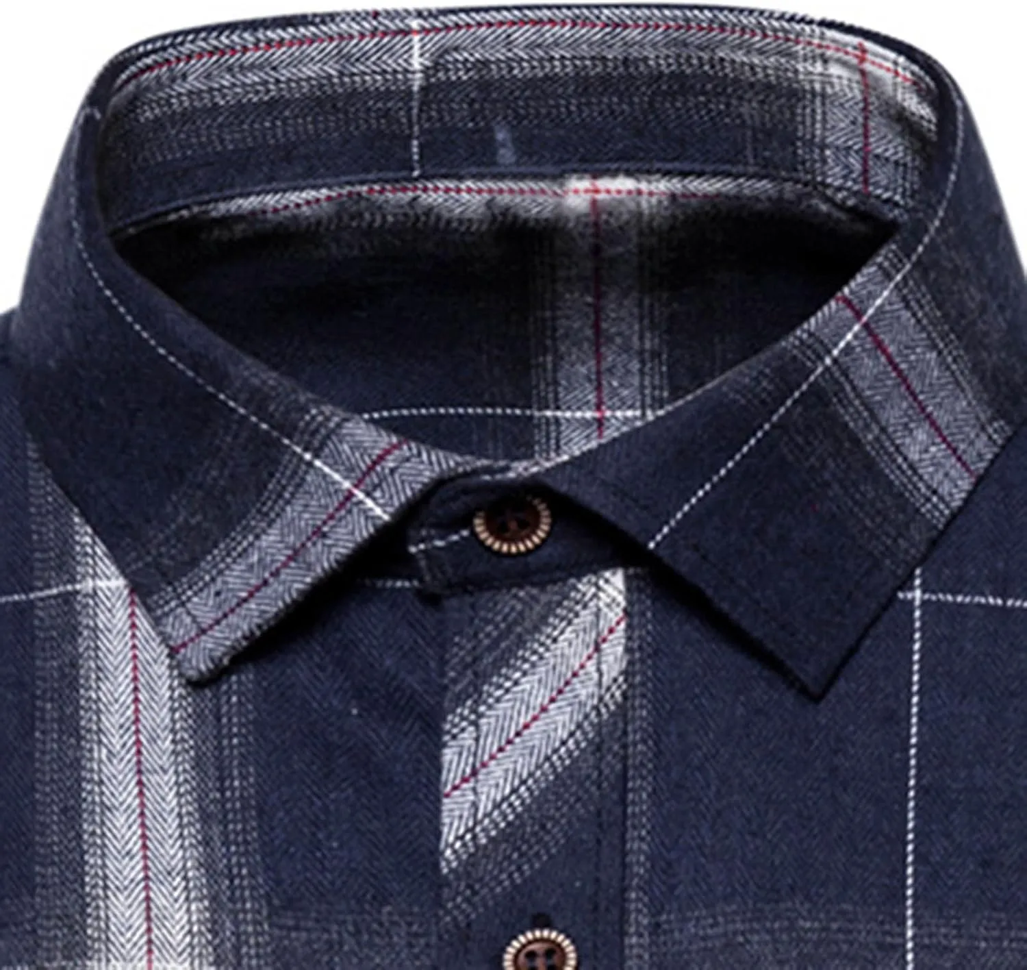 Winter Coat Men Plaid Square Printing Lightweight Breathable Long Sleeve Lapel Formal Shirt Shirt Plaid Cotton
