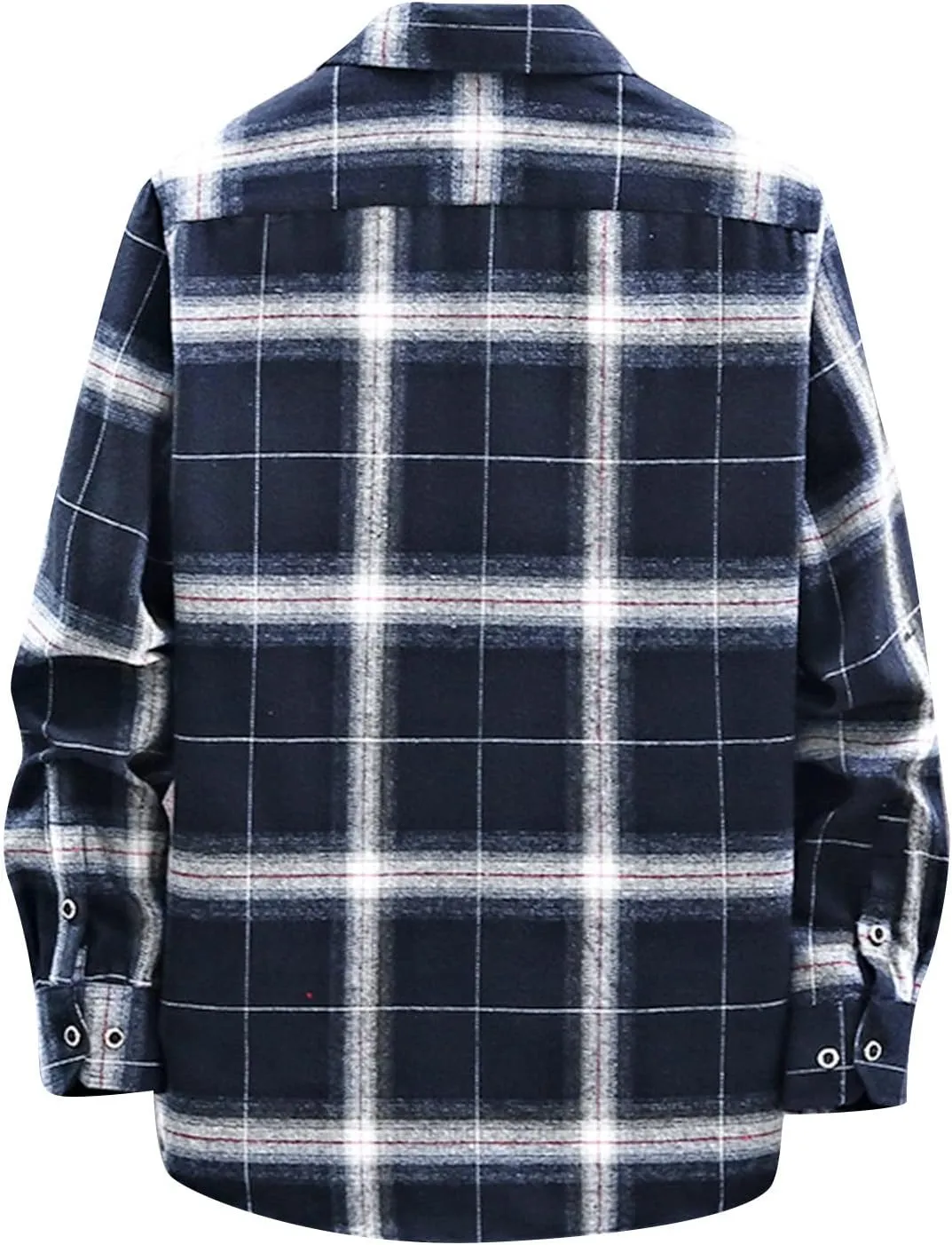 Winter Coat Men Plaid Square Printing Lightweight Breathable Long Sleeve Lapel Formal Shirt Shirt Plaid Cotton