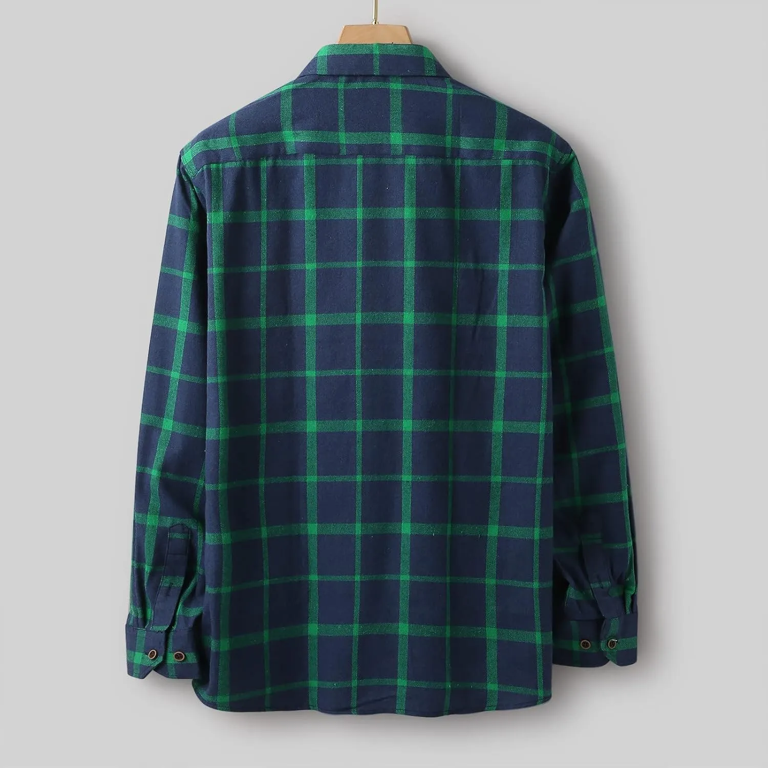 Winter Coat Men Plaid Square Printing Lightweight Breathable Long Sleeve Lapel Formal Shirt Shirt Plaid Cotton