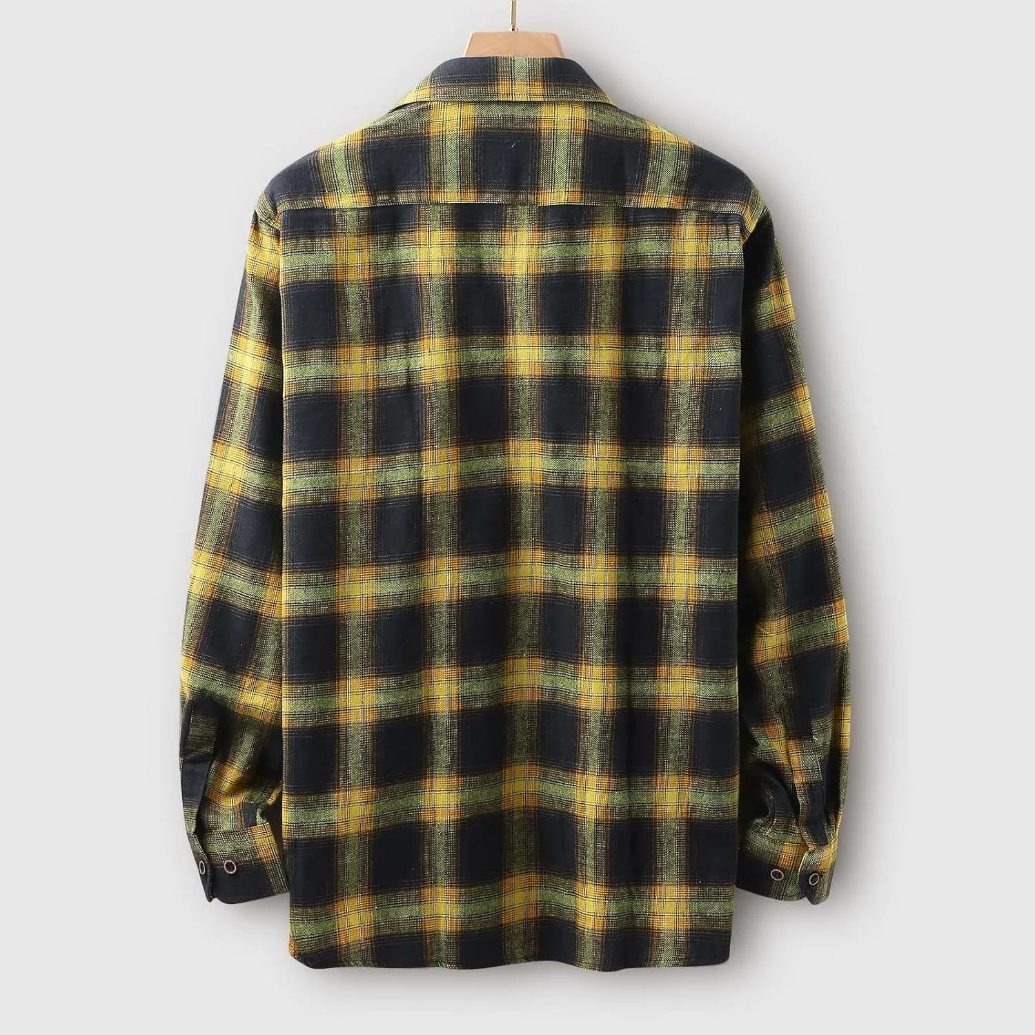 Winter Coat Men Plaid Square Printing Lightweight Breathable Long Sleeve Lapel Formal Shirt Shirt Plaid Cotton