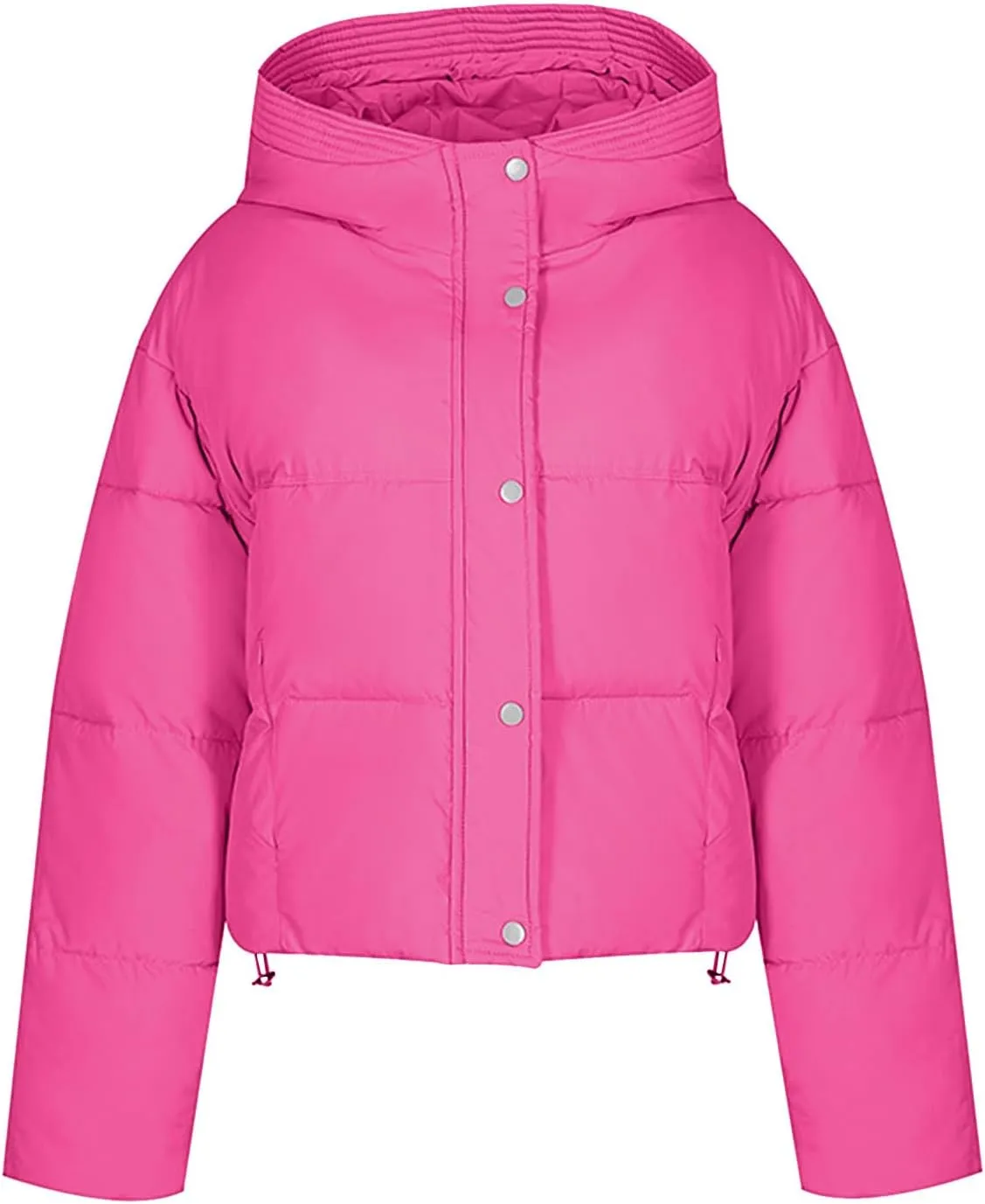 Winter Coat Women, Short Jackets Casual Warm Puffer Down Outfits Long Sleeve Trendy Solid Outerwear 2024