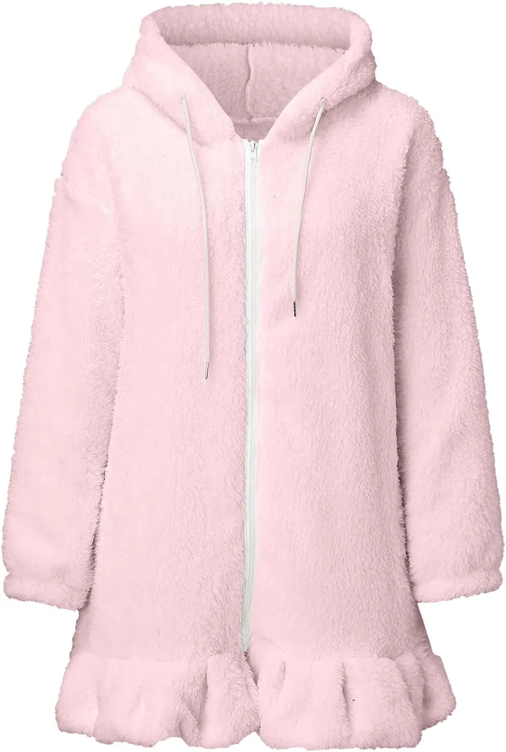 Winter Coats for Women Fuzzy Fleece Puffer Jacket Fashion Cute Hooded Zipper Padded Coat Soft Comfy Long Sleeve Outwear