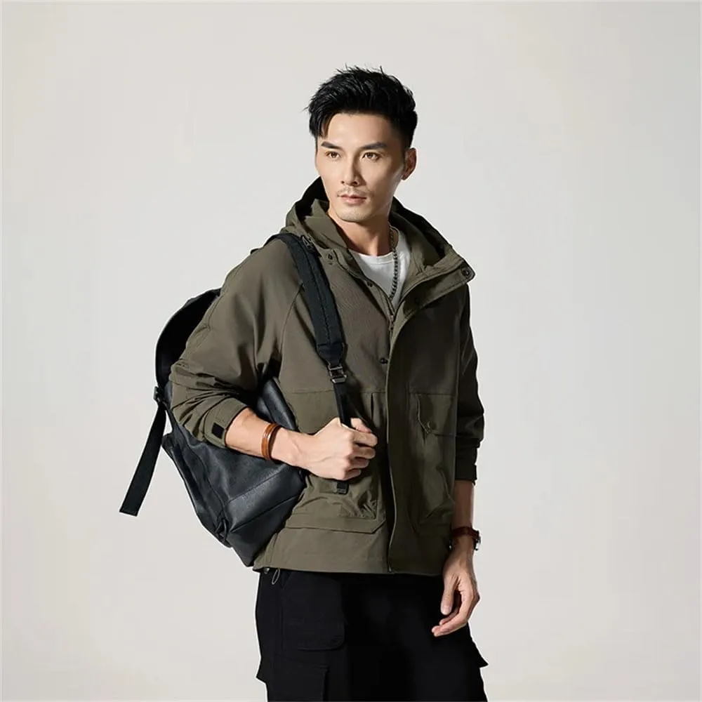 Winter Jacket Men's Loose Lightweight Hooded Jacket Outdoor Mountaineering Jacket