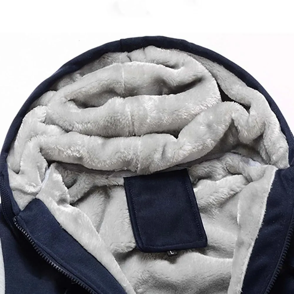 Winter Jacket Men's Warm Coat Thick Warm Zipper Hooded Jacket Casual Hooded Sports Jacket
