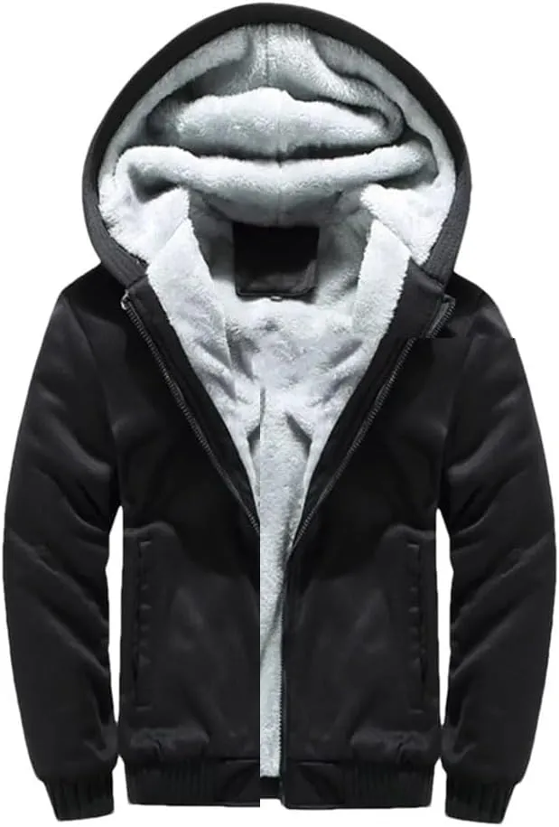 Winter Jacket Men's Warm Coat Thick Warm Zipper Hooded Jacket Casual Hooded Sports Jacket