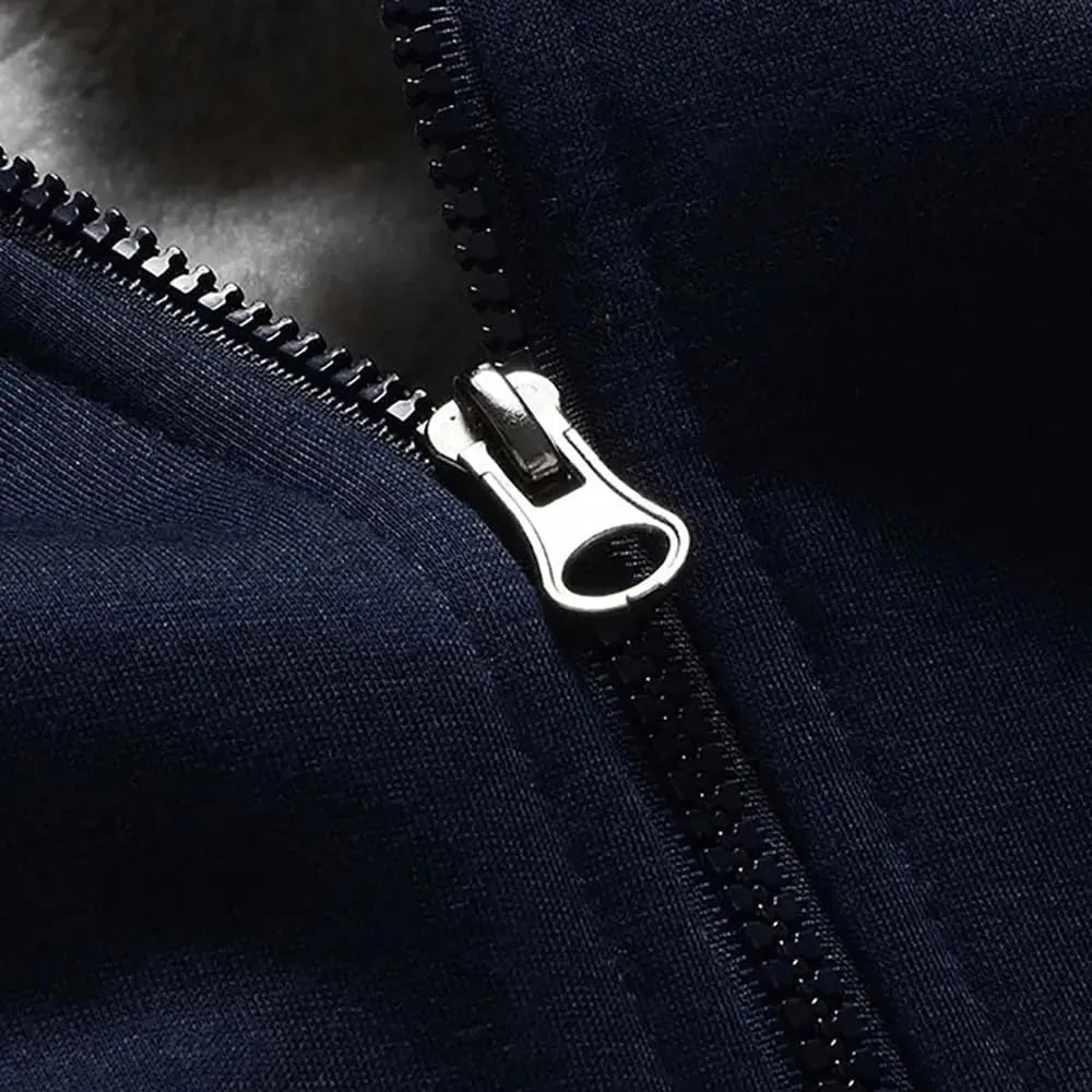 Winter Jacket Men's Warm Coat Thick Warm Zipper Hooded Jacket Casual Hooded Sports Jacket