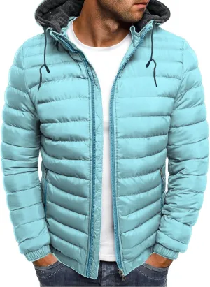 Winter Jackets for Men Lightweight Puffer Jacket with Hood Full Zip Up Padded Coat Packable Quilted Down Jacket