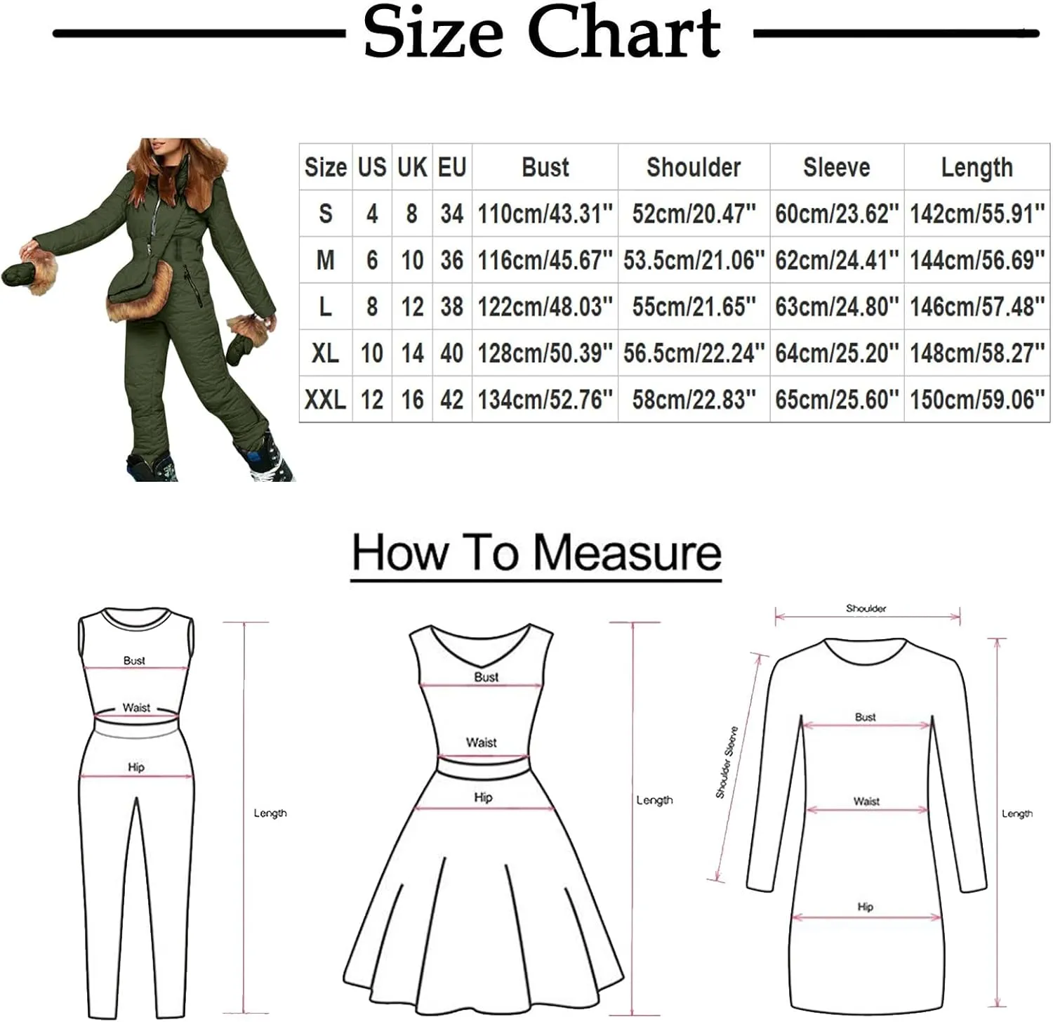 Winter Ski Jumpsuit Down Coats Women Outdoor Puffer Onesie Jackets Hooded Warm One-Piece Zip Up Padded Quilted Coat