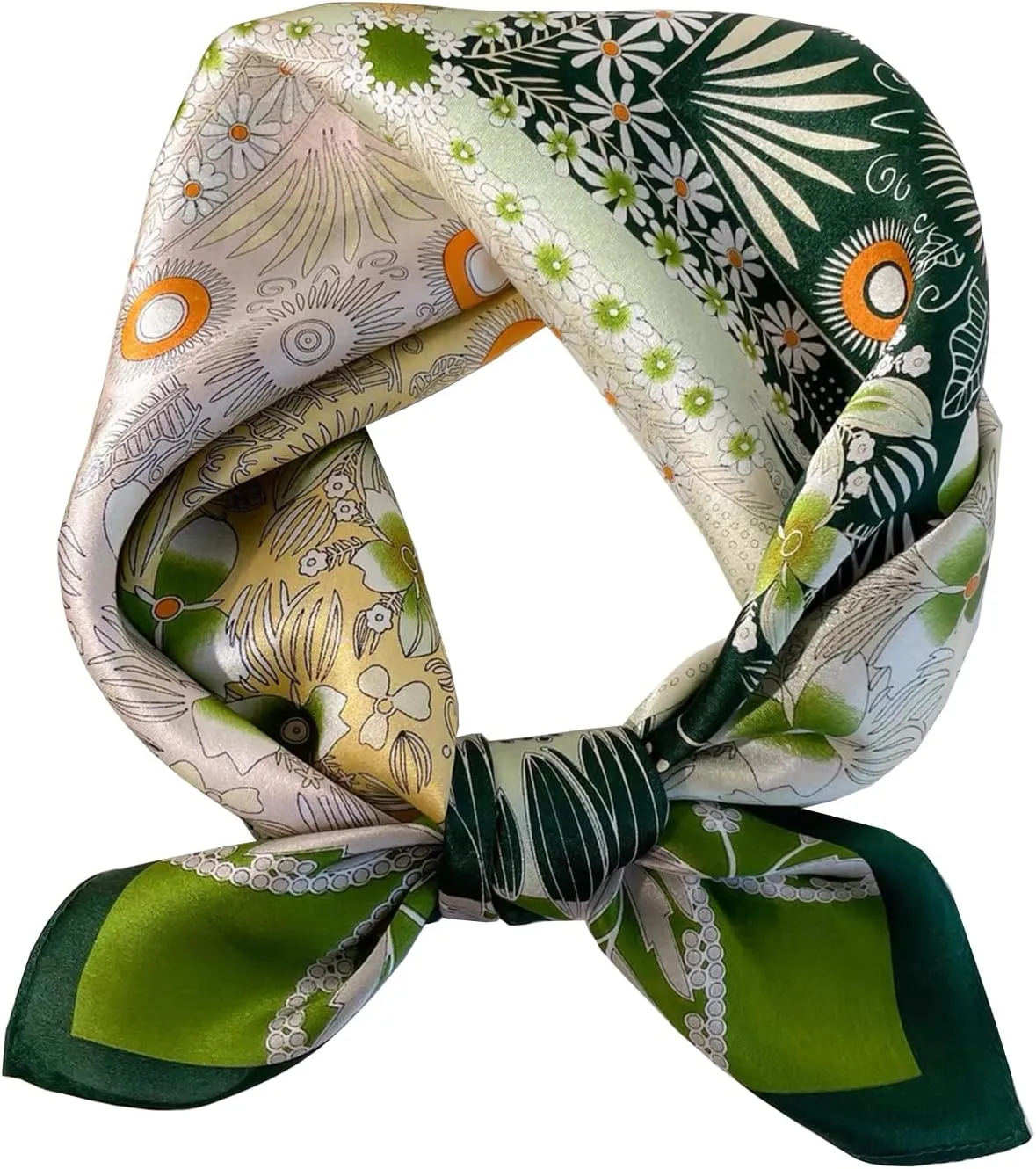 WODFAMY 35”Large Silk Head Scarves bandanas for women elegance silk scarf for women Like Scarf Headscarf hair scarf