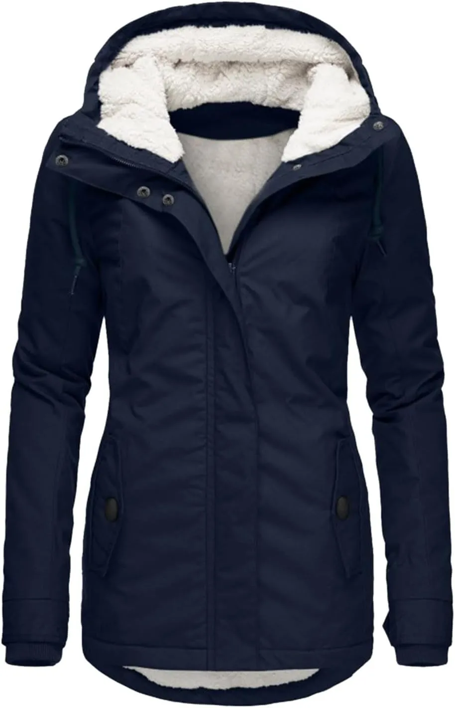 Women Jean Jacket Juniors Business Suit Women's Mid Length Down Coat Hooded Fleece Lined for Warmth & Comfort