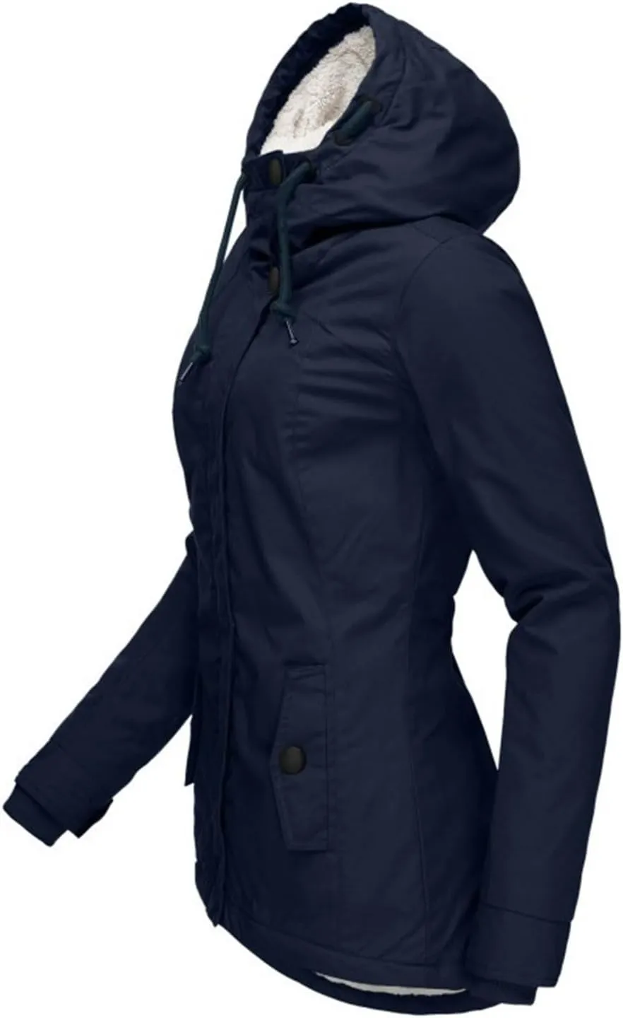 Women Jean Jacket Juniors Business Suit Women's Mid Length Down Coat Hooded Fleece Lined for Warmth & Comfort