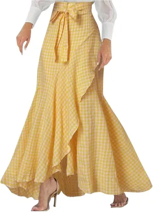 Women's Elegant Maxi Skirts High Waisted Mermaid Skirts A Line Flowy Skirts Ruffle Hem Long Wedding Guest Skirts