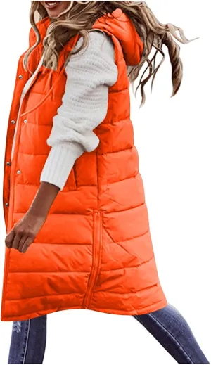 Women's Fashion Leisure Vest Sleek Solid Hooded Sleeveless Gilet for Timeless Denim for Women