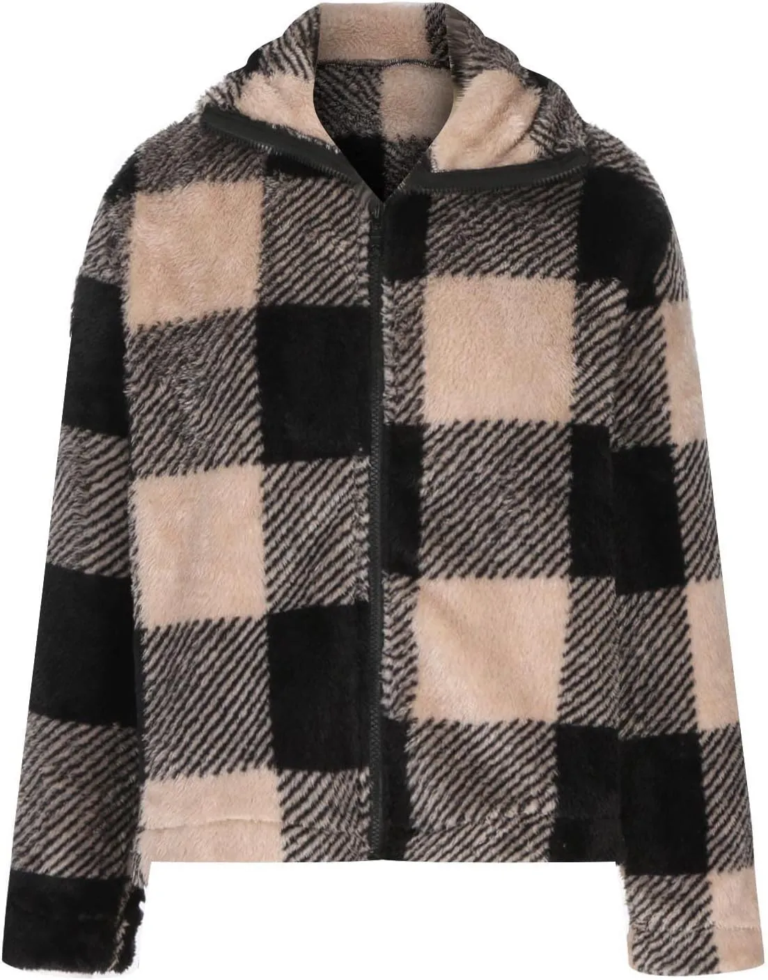 Womens Fleece Shacket Jacket 2024 Full Zip Up Lapel Casual Outfits Plaid Cropped Jackets Thermal Fall Outerwear Tops
