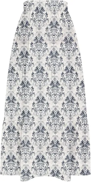 Women's Floral Long Skirts Split Summer Skirts Elastic Waist Flowy Maxi Skirt A Line Beach Skirts Boho Casual Skirts
