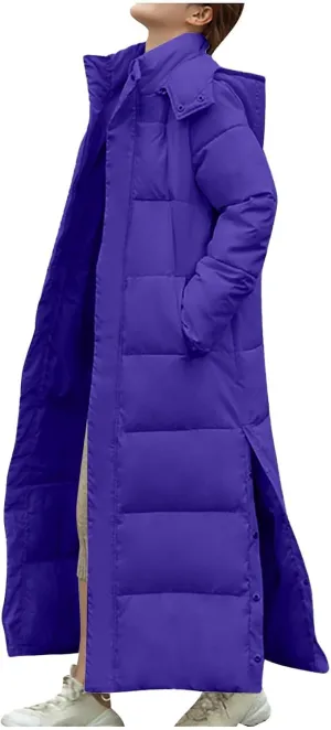 Womens Jacket Winter Long Hooded Puffer Coats Casual Thickened down Jackets Trendy Warm Outerwear with Pockets