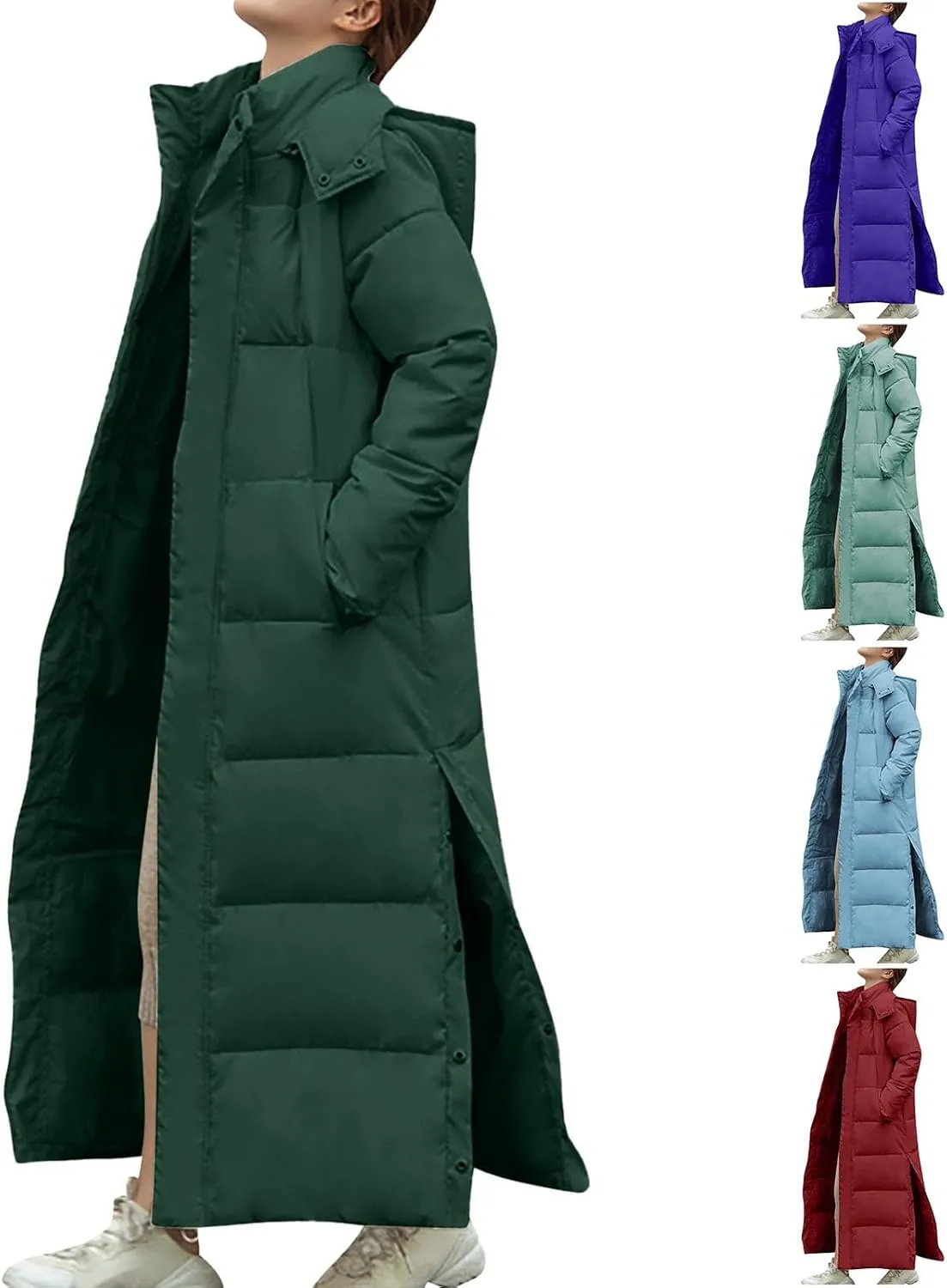 Womens Jacket Winter Long Hooded Puffer Coats Casual Thickened down Jackets Trendy Warm Outerwear with Pockets