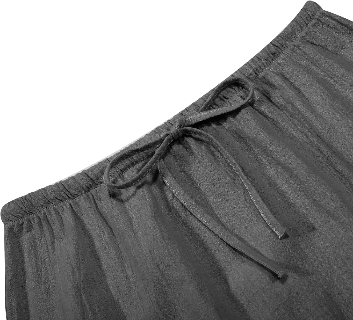 Womens Linen Maxi Skirts Summer Elastic Waist Drawstring A Line Long Flared Skirts Vacation Boho Flowy Skirt