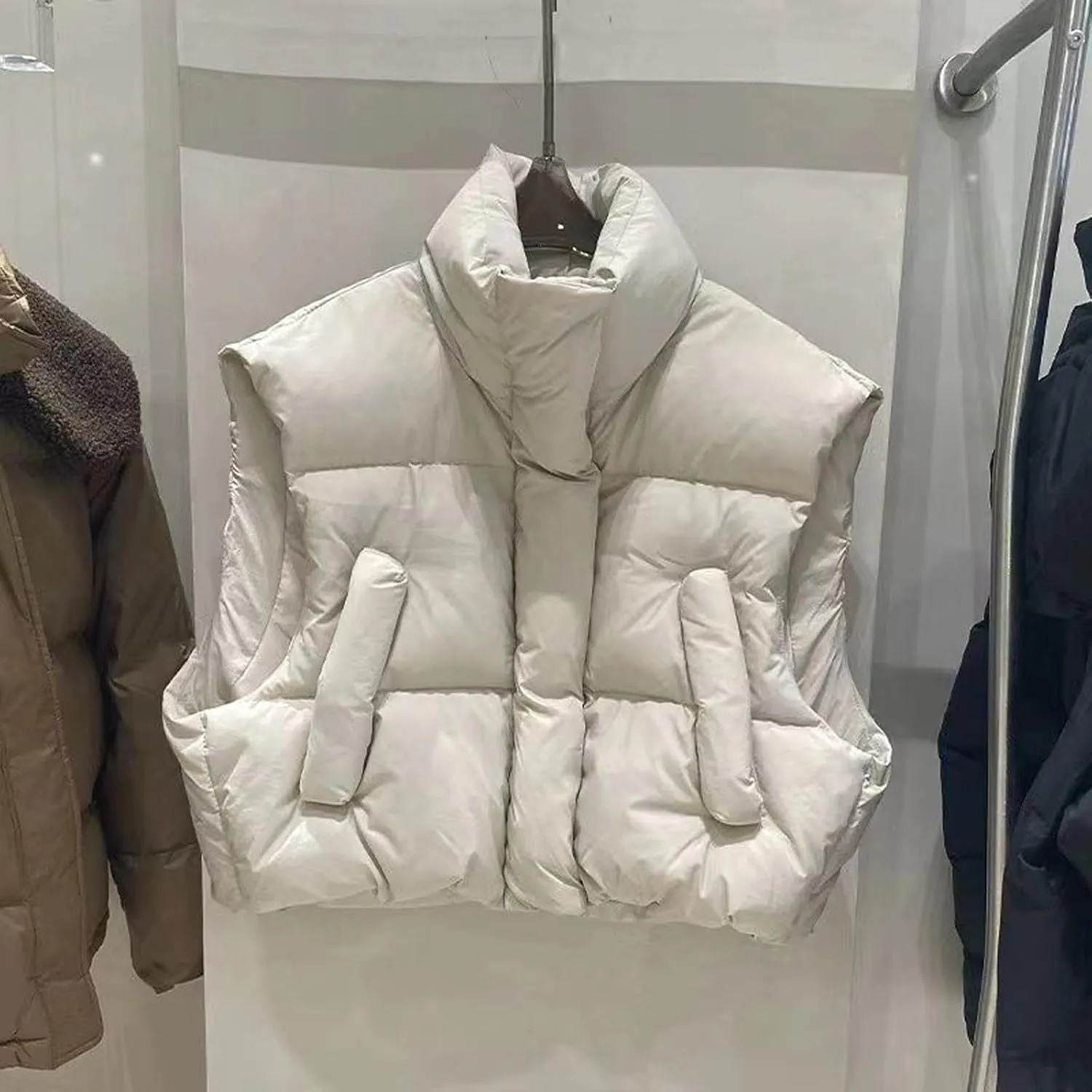 Women's New Hooded Short Loose Vest Outside The Vest Down Jacket Vest Boy Outdoor